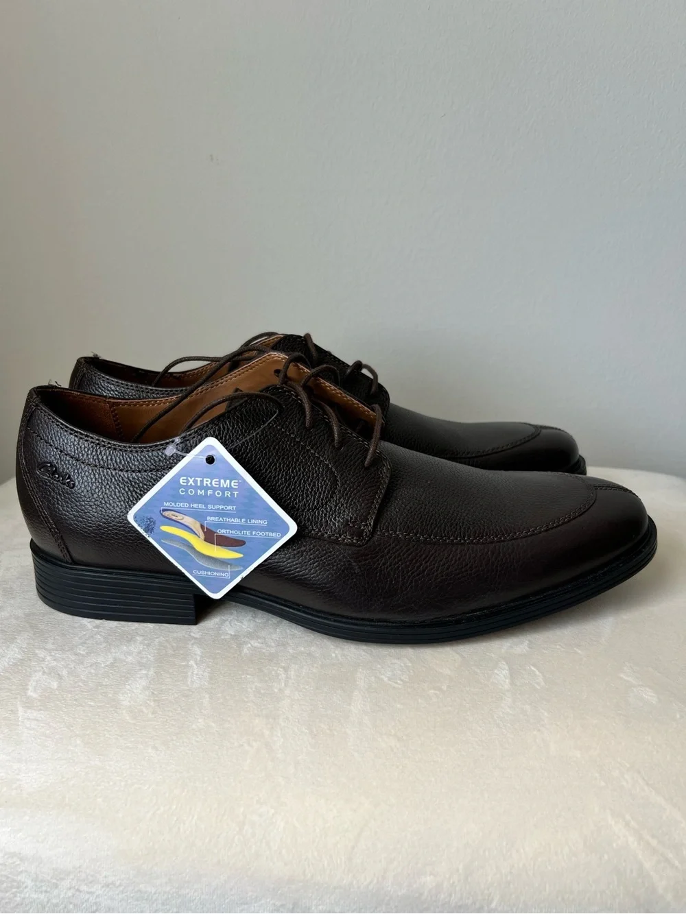 CLARKS Whiddon Apron Leather Datk Brown Oxford Size 13